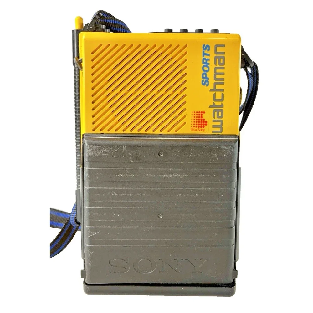 Sony Sports Watchman Model FD-45A Vintage Yellow Portable Radio/TV Parts/Repair